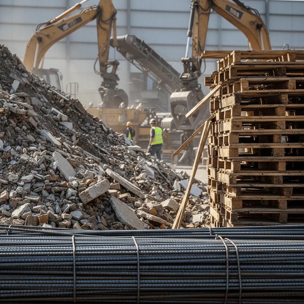 Fachgerecht getrennte und sortierte Abbruchmaterialien