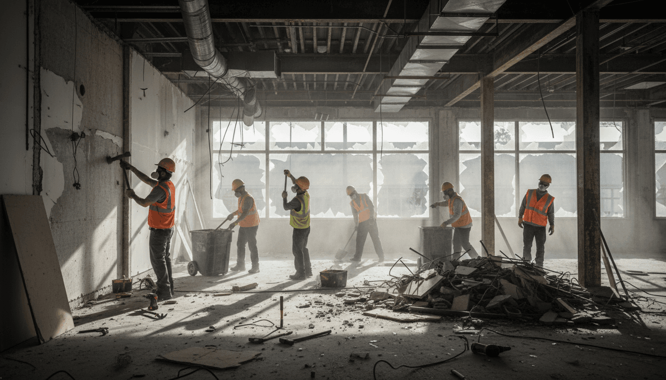 Professionelle Abbrucharbeiten mit Sicherheitsausrüstung in Lübeck